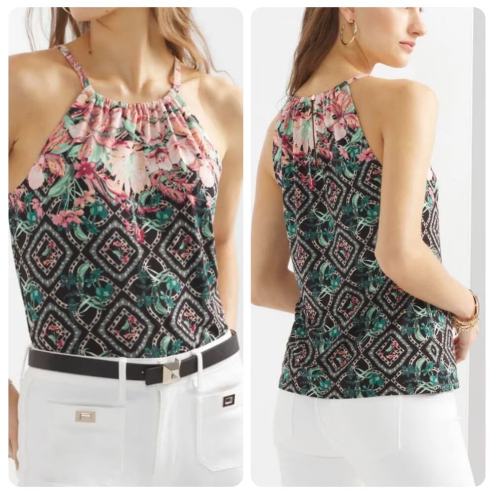 White House Black Market Floral Halter Top